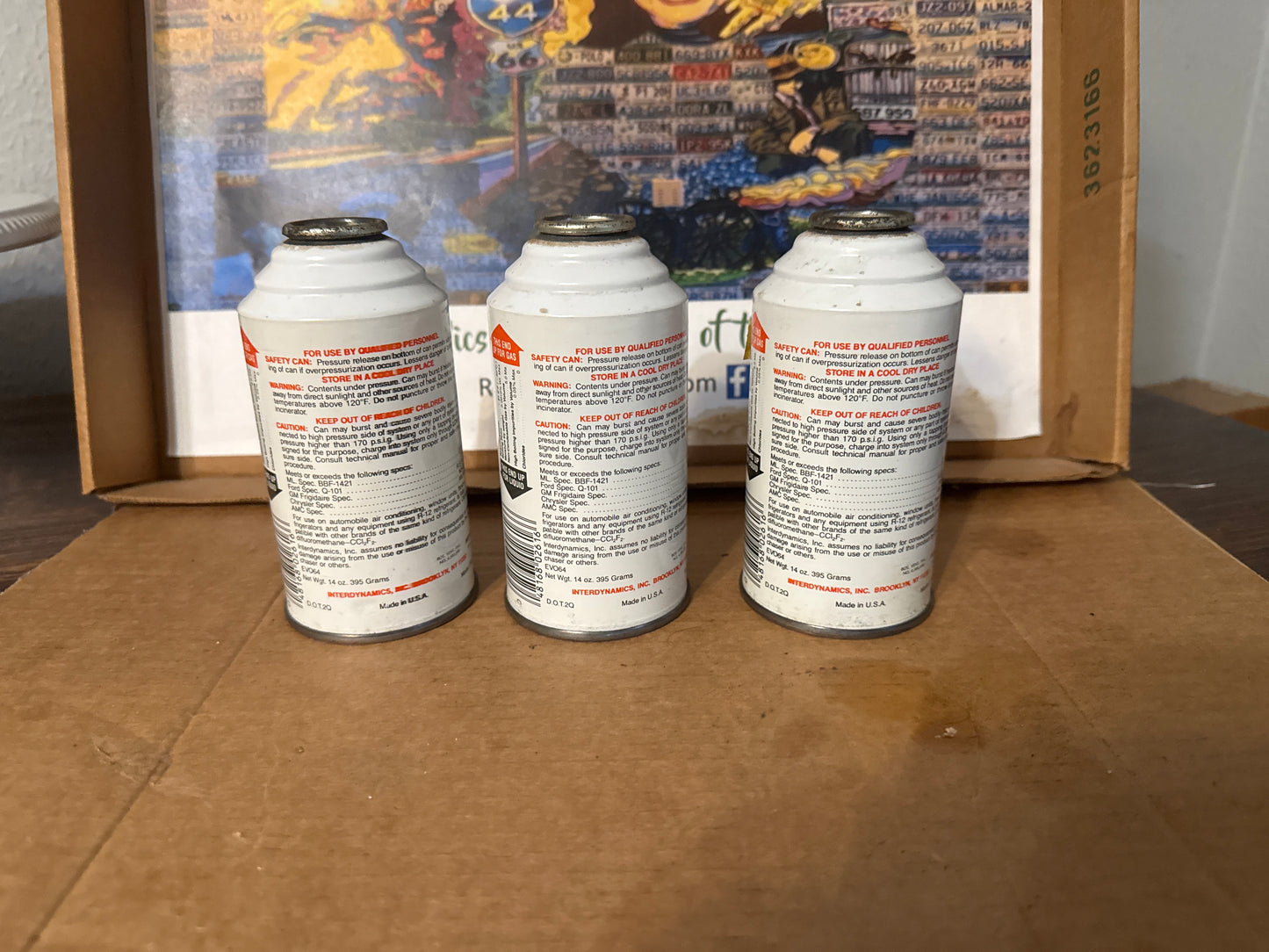 New old Stock R12 Refrigerant (3) 14oz. Cans By InterDynamics