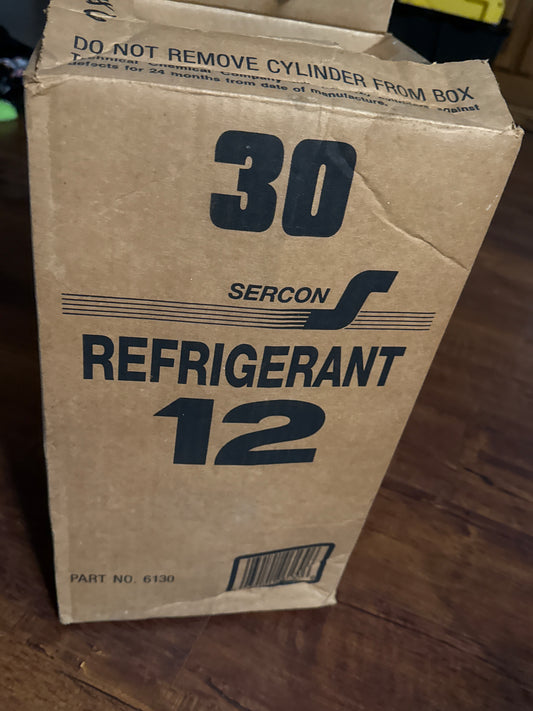 Classic  car Sercon  R-12 refrigerant full boxed 30lb jug  freon 12.