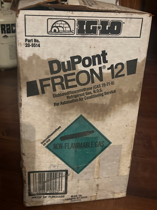 Classic  car R-12 refrigerant full boxed 30lb jug duPont freon 12.