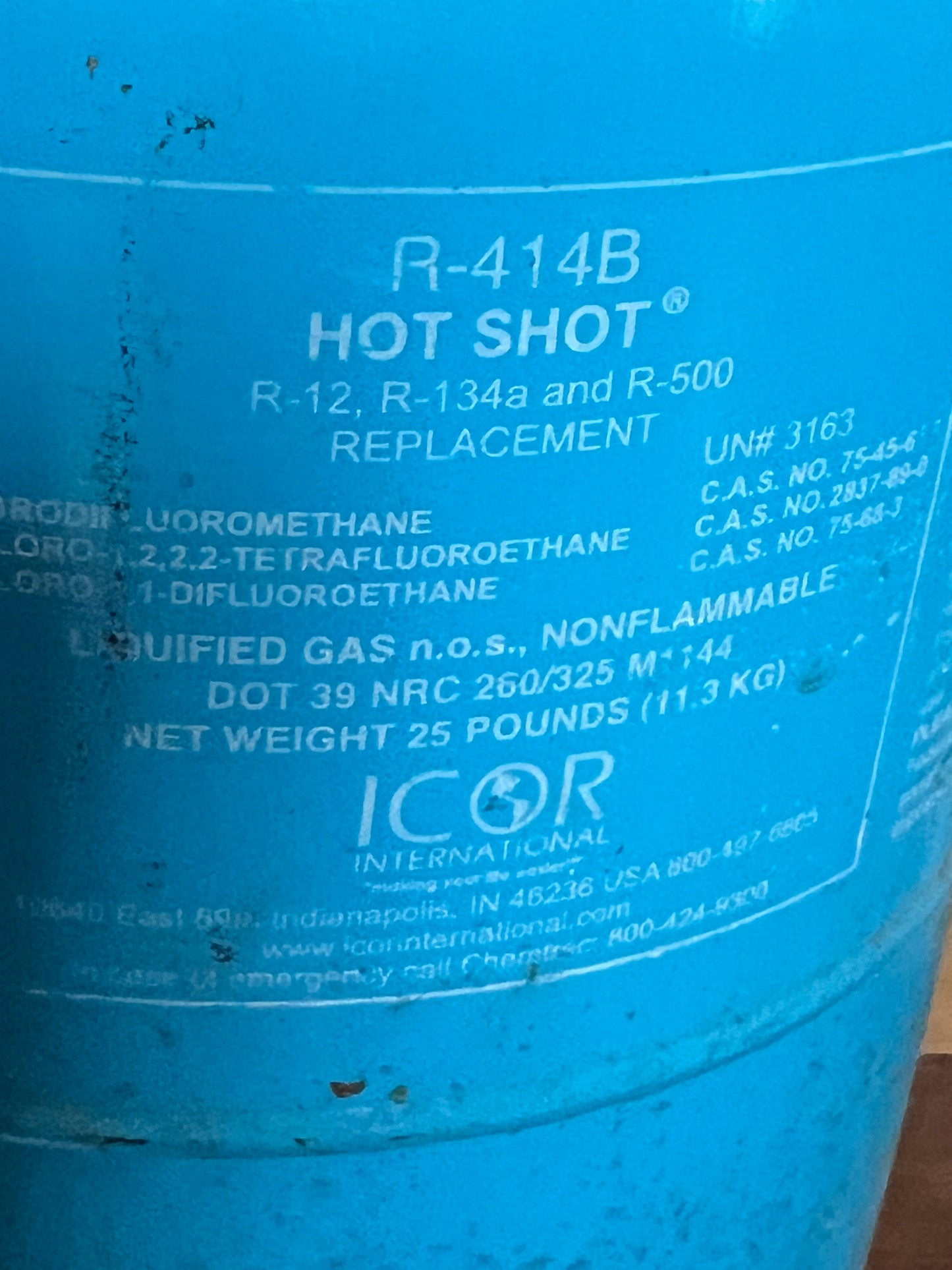 Refrigerant hot Shot R-414b 25lbs r-12 replacement refrigerant. automotive