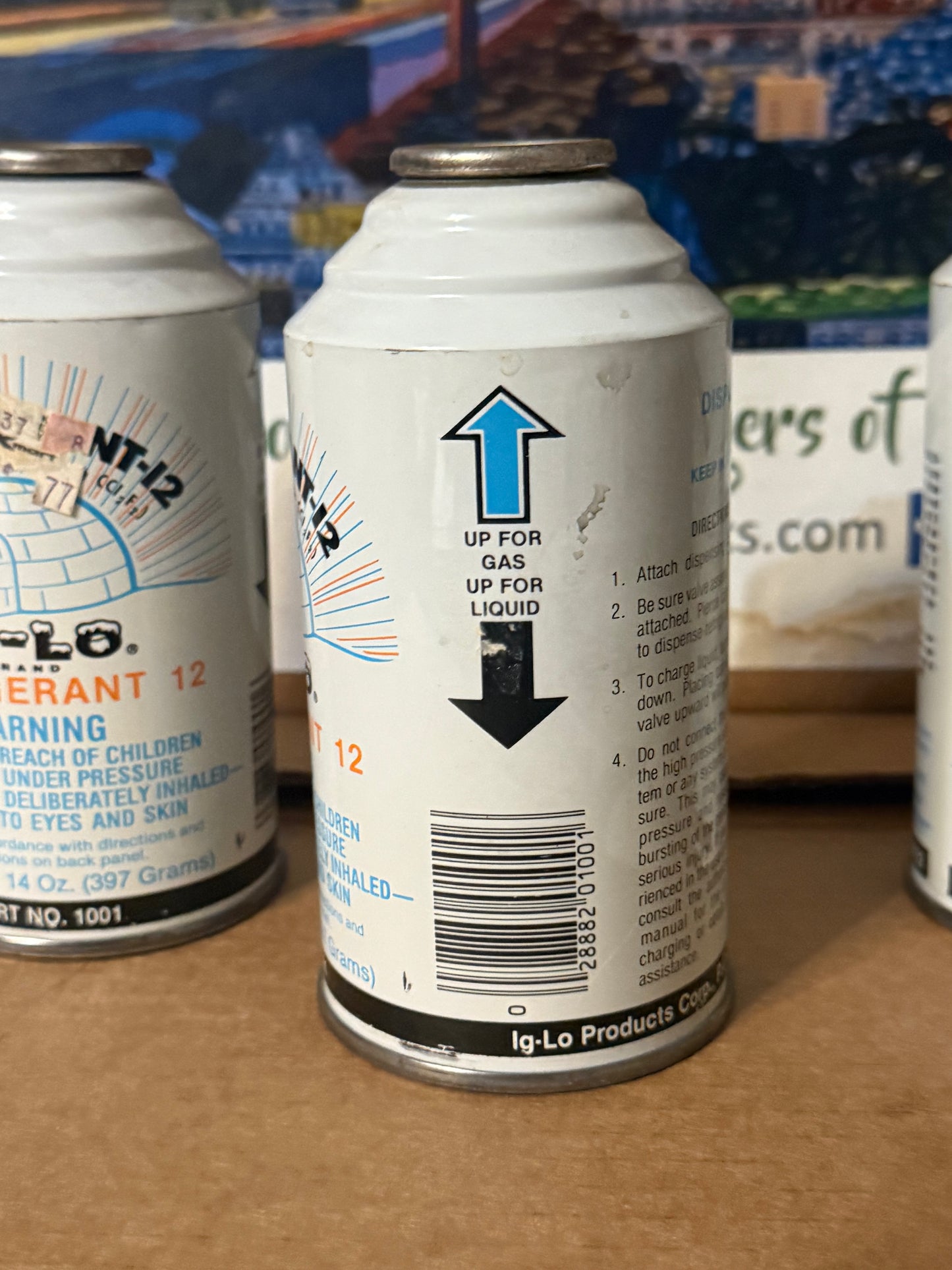 IG-LO  R12 Refrigerant. (3) 14oz cans. New Old Stock classic car refrigerant