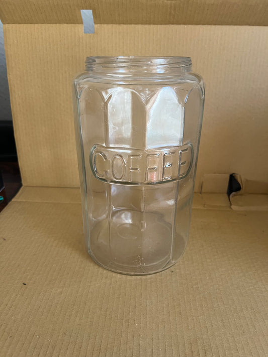 HUGE Vintage 12 Panel Hoosier Cabinet Glass Canister Jar COFFEE no Lid